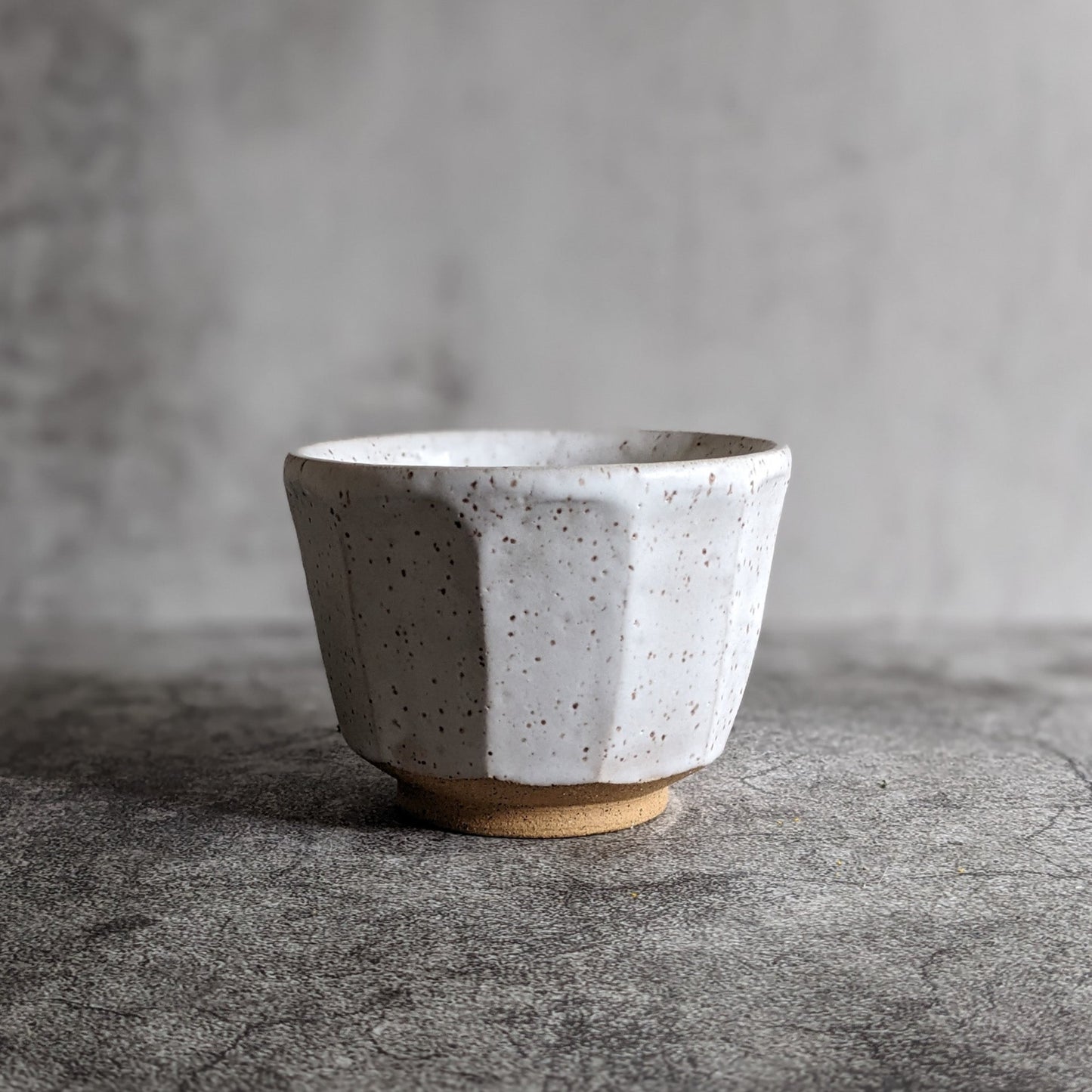 White Faceted Cup