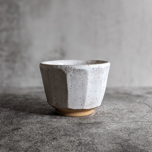 White Faceted Cup